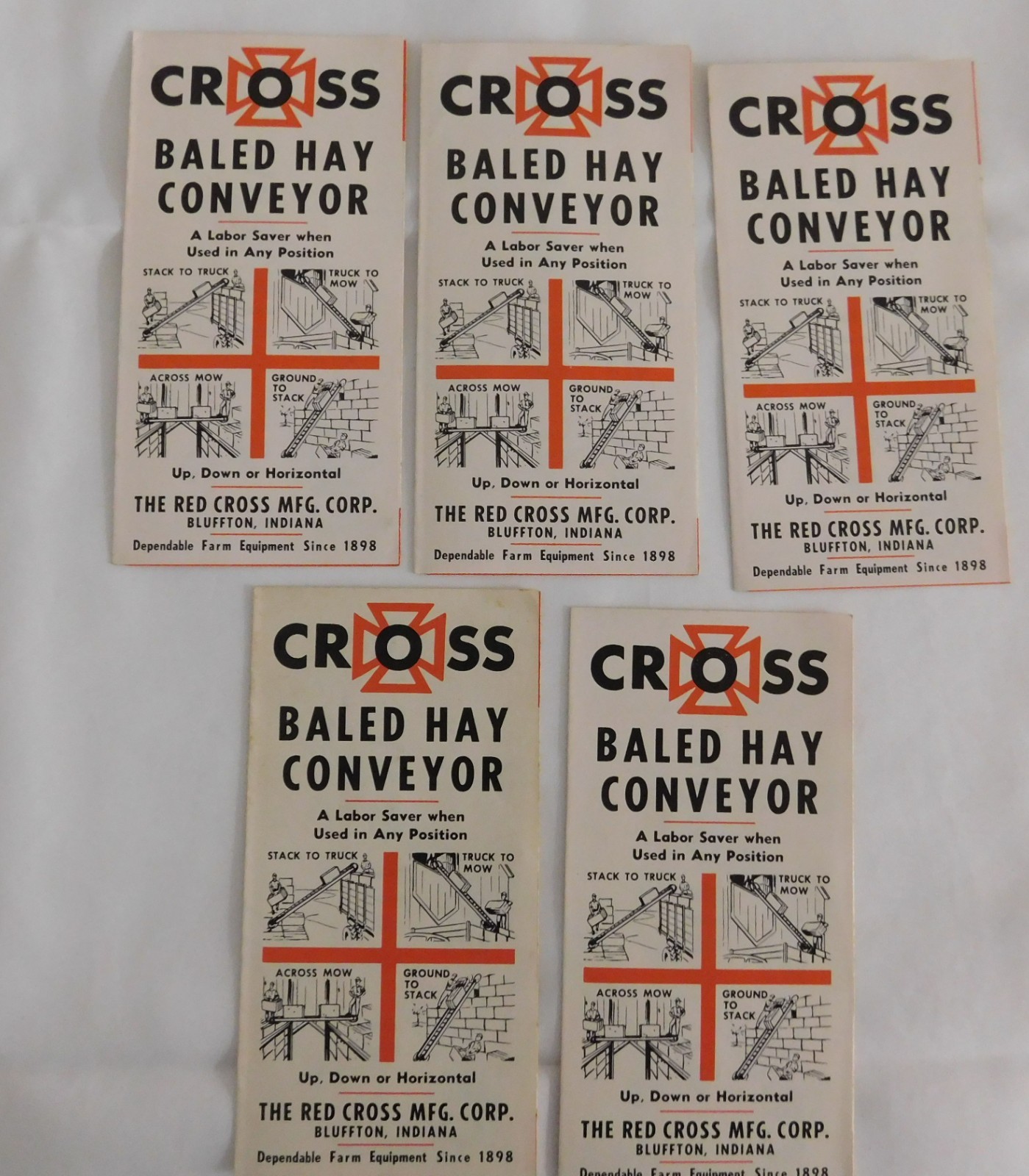 5  Vintage Cross Baled Hay Conveyor Brochures