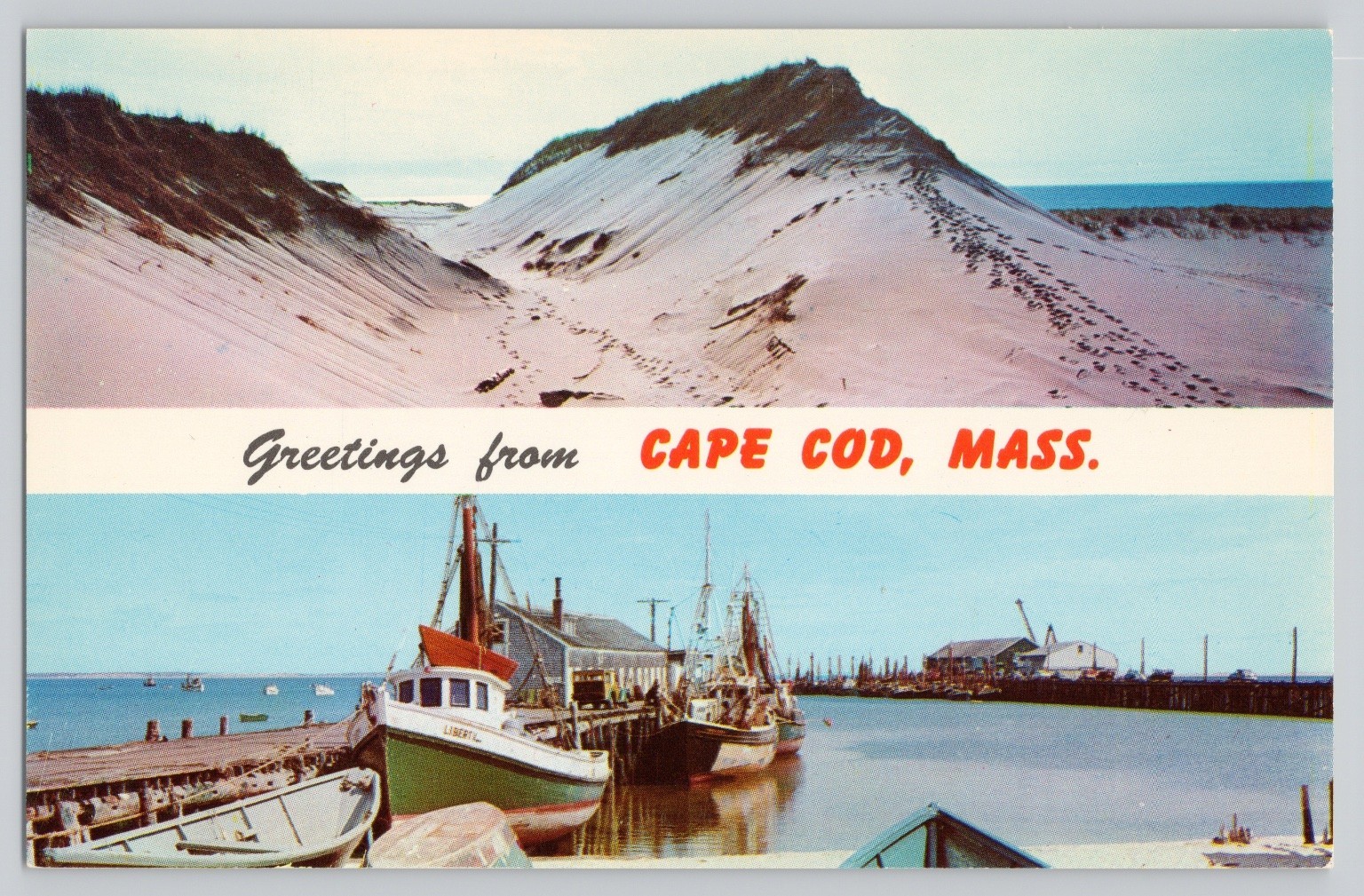 Vintage Cape Cod MA Provincetown Dunes Waterfront Fishing Boats Chrome Postcard Vintage Cape Cod MA Provincetown Dunes Waterfront Fishing Boats Chrome Postcard