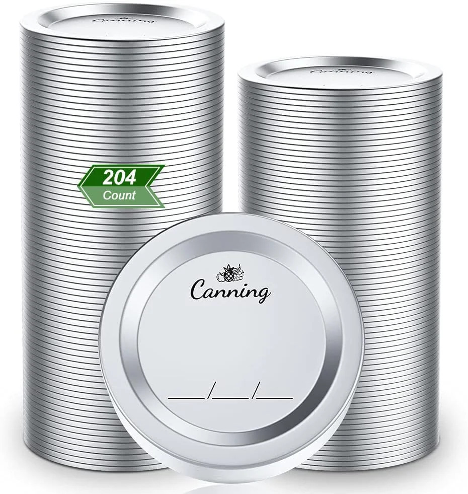 204 Pack Regular Mouth Canning Lids for Mason Jars - 70mm, Airtight Seal, BPA-Fr