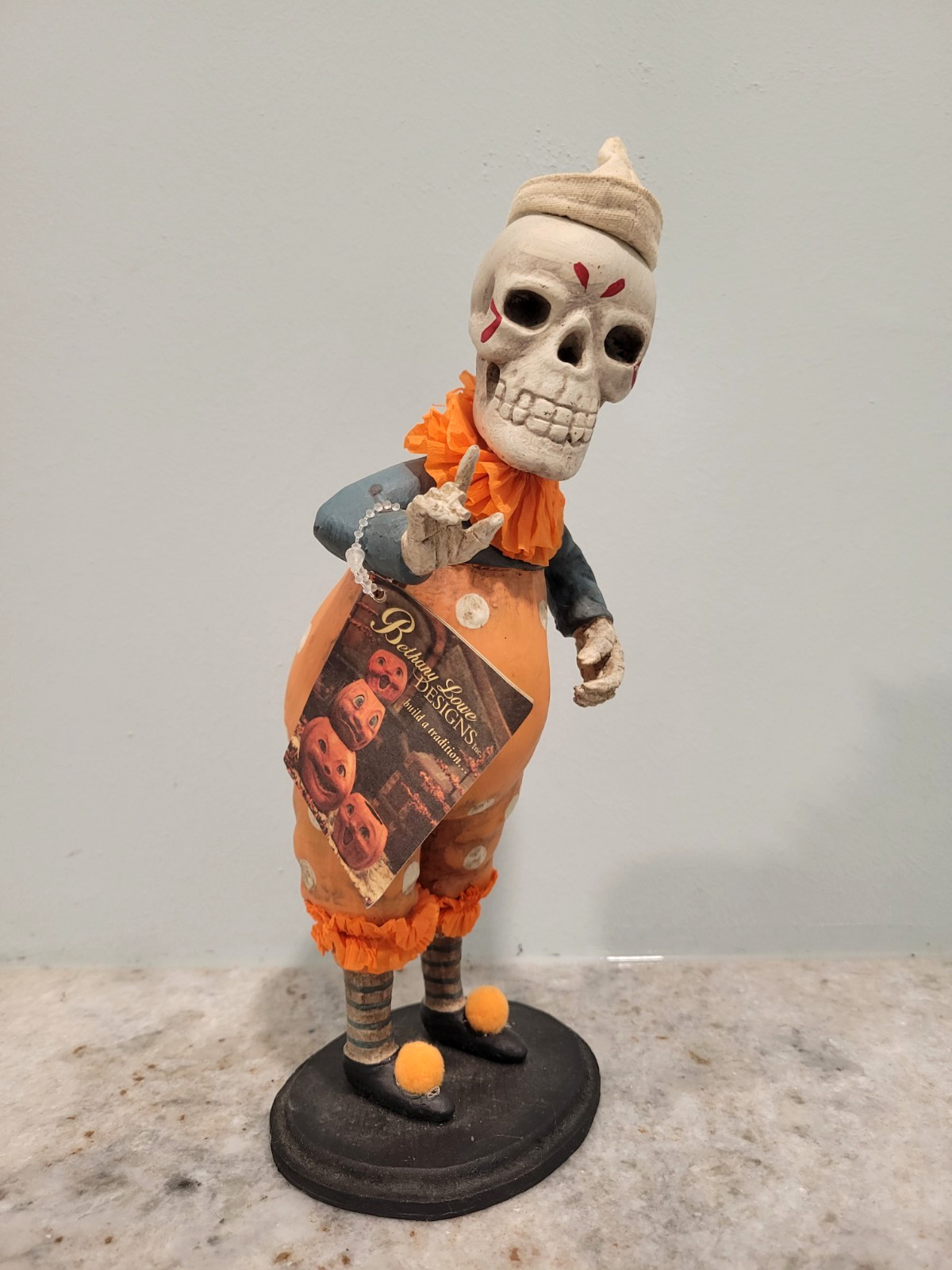 Bethany Lowe Scary Clown Halloween Skeleton Bobble Head  NWT hop Jingle