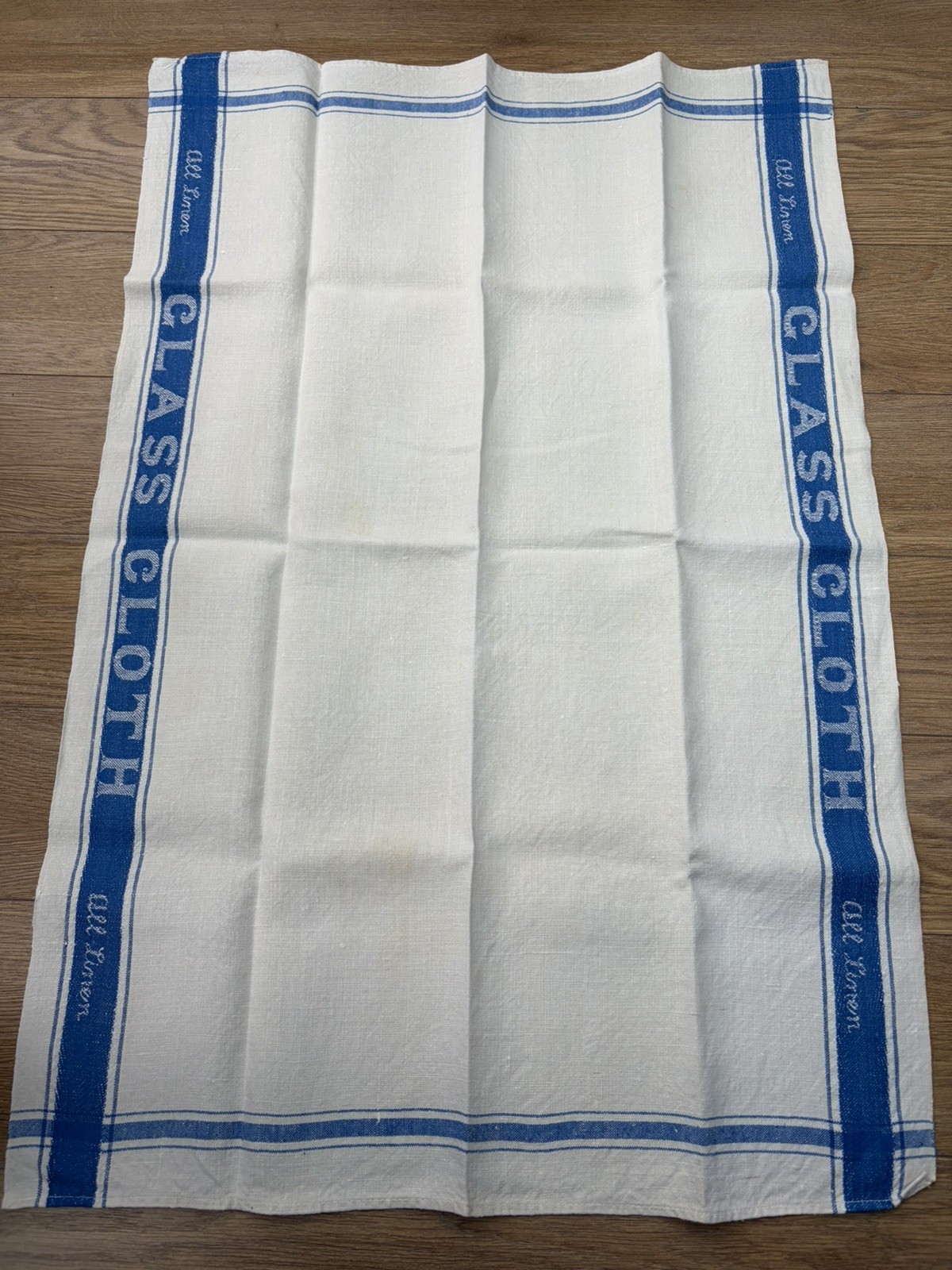 Vintage Glass Cloth All Linen heavy duty Blue lettering Vintage Glass Cloth All Linen heavy duty Blue lettering