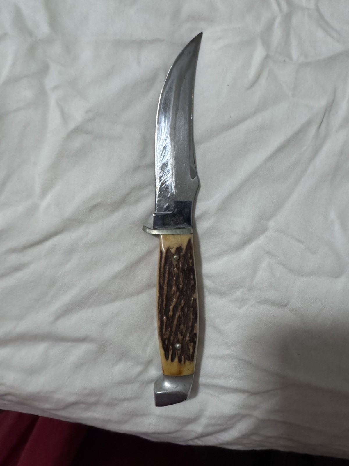 Vintage 1940-1964 Case Fixed Blade Bird/Trout Knife Stag/Antler w/leather sheath