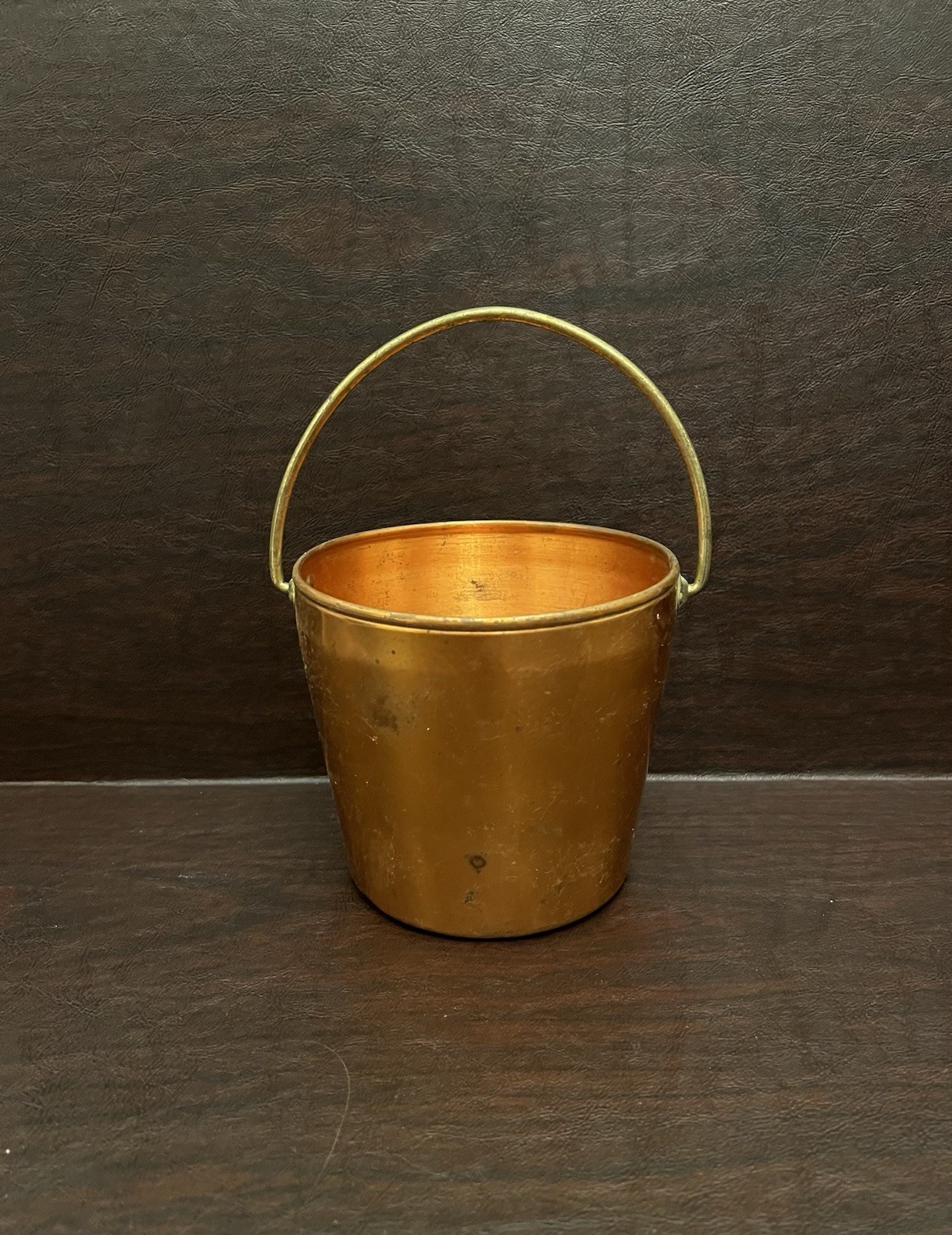 Vintage West Bend Solid Copper Bucket with Brass Handle 5”