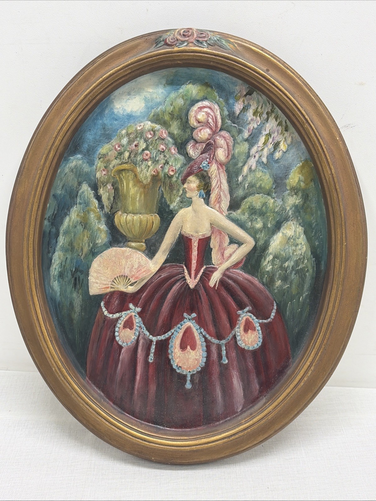 1920’s KRAFTROK RICH-CRAFT STUDIOS CHALKWARE WALL PLAQUE of a 18th CENTURY Woman