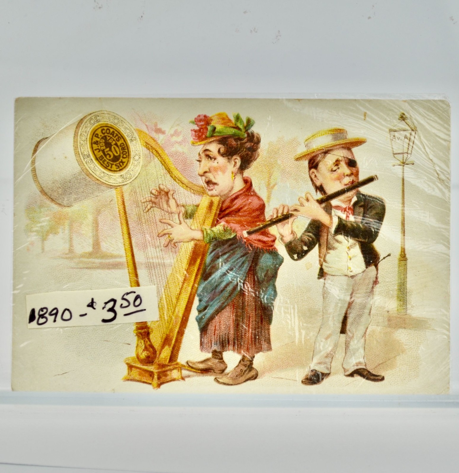 J P Coats 1890 Calendar Victorian Trading Card Antique J P Coats 1890 Calendar Victorian Trading Card Antique