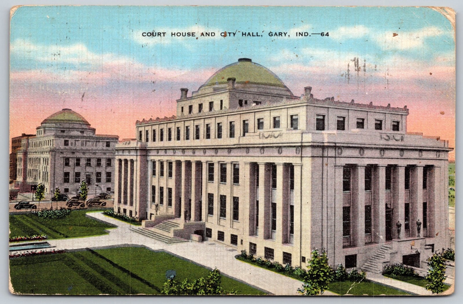 Gary Indiana Court House and City Hall View Postcard PC317 Gary Indiana Court House and City Hall View Postcard PC317