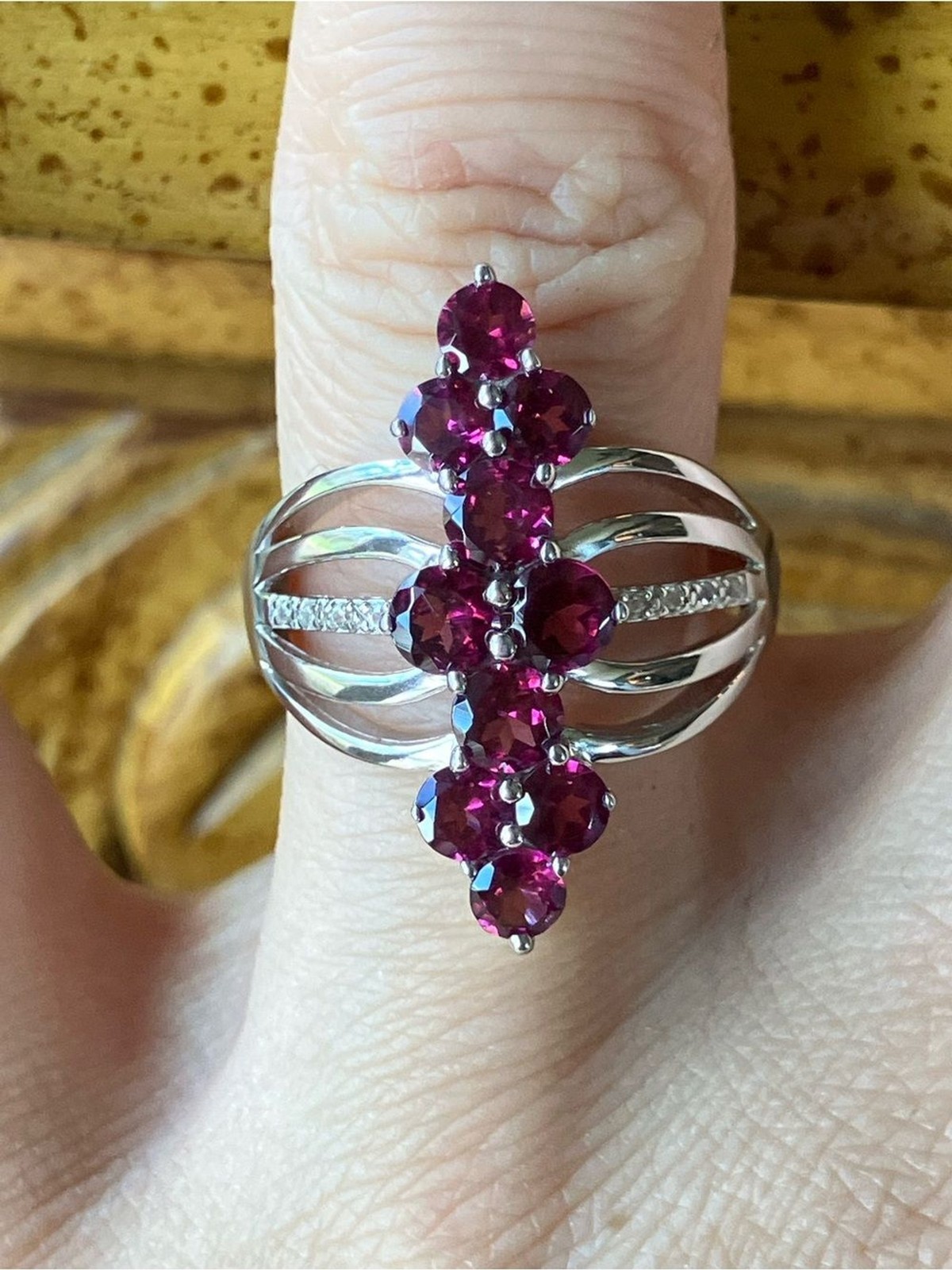 Natural Raspberry Garnet Sterling Silver Ring Size 8
