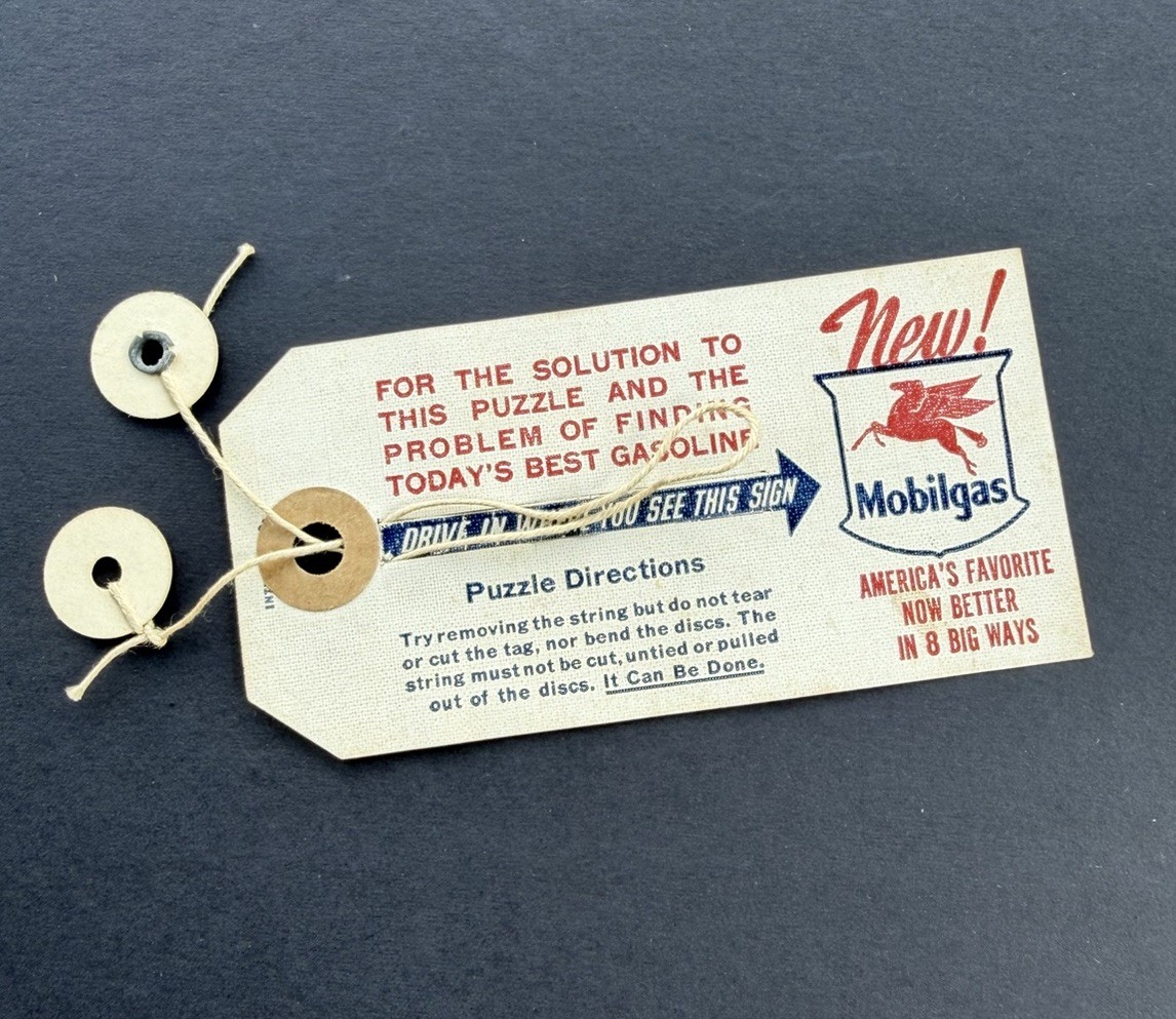 Vintage 1930\'s Mobilgas String Puzzle Premium - Pegasus Mobil Oil Petroliana