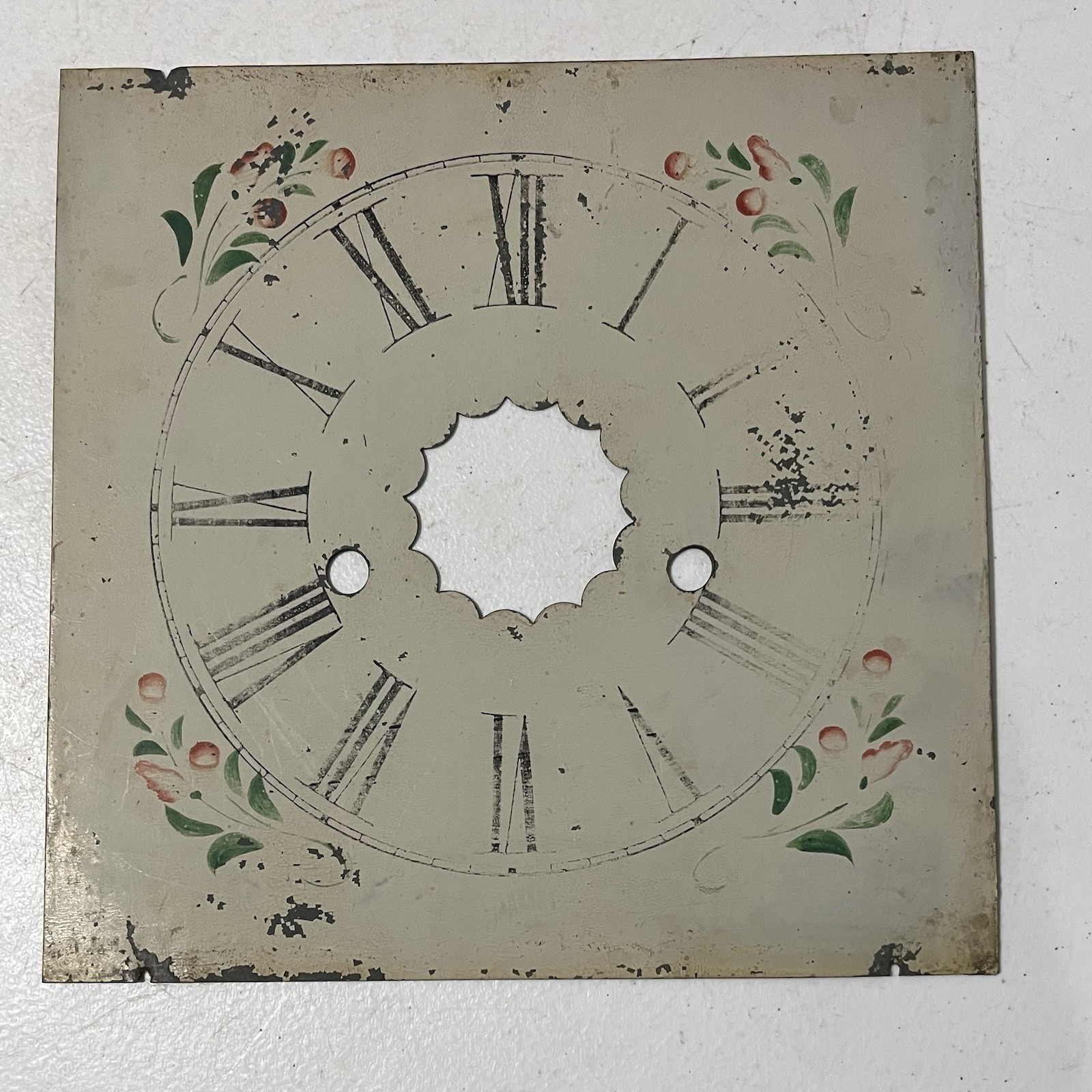 Antique E.N. Welch OGEE Tin Clock Face for Parts Repair