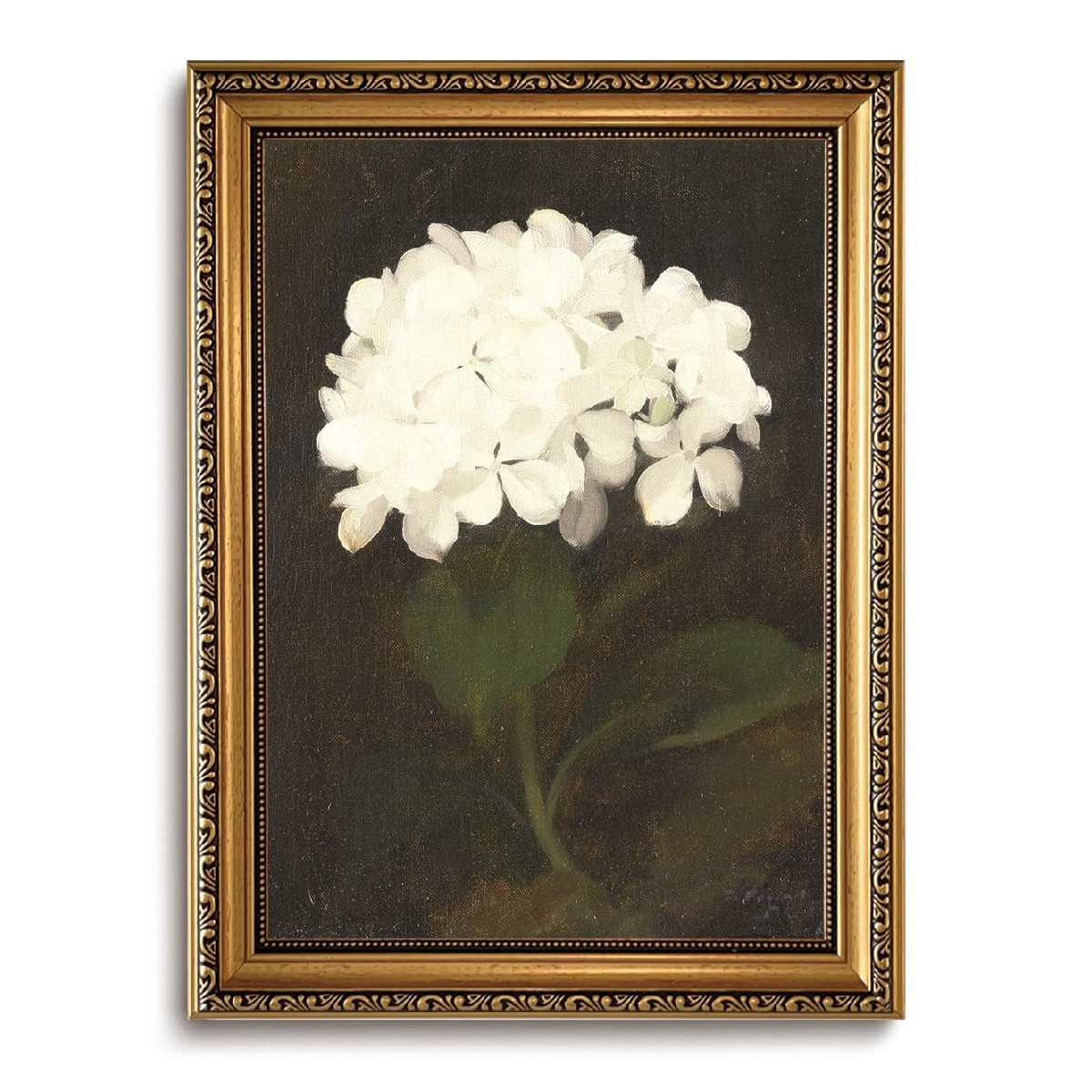 Kissfox Gold Framed Wall Art Vintage Wall Decor Hydrangea Floral Canvas Art