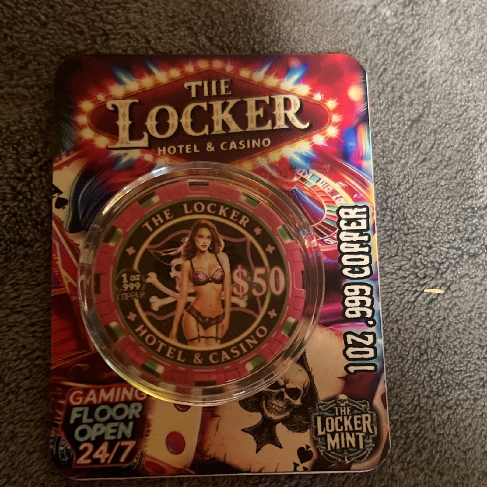 The Locker Hotel & Casino $50 1 oz .999 Fine Copper Poker Chip SN-33
