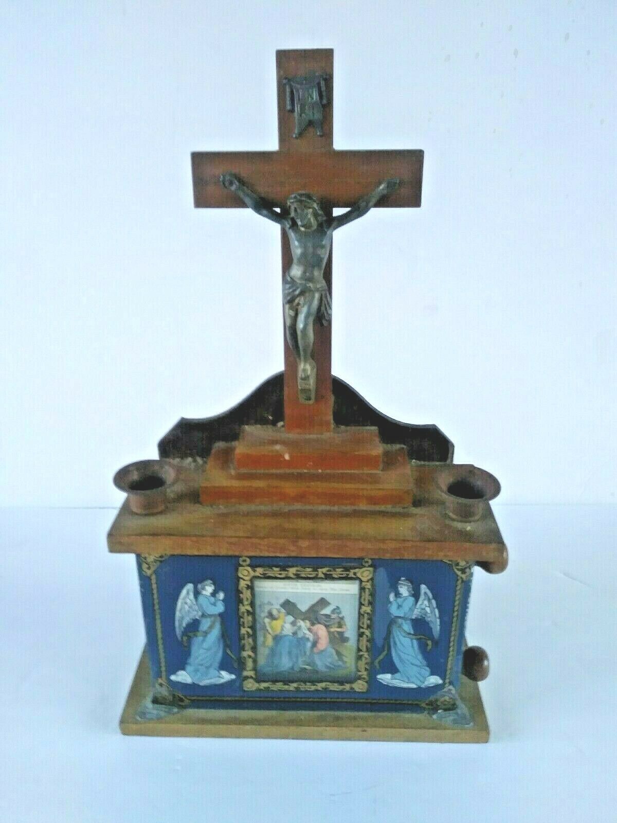 Vintage Last Rites Sick Call Set Crucifix 12 Stations of the Cross Wall Altar