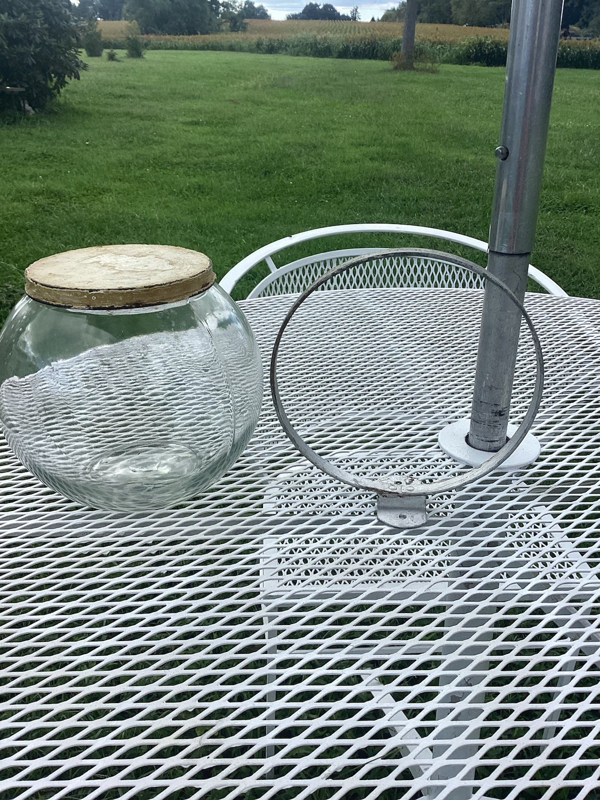 Vintage Hoosier Cabinet Sugar Jar Strange Cookie Pattern With Metal Bracket