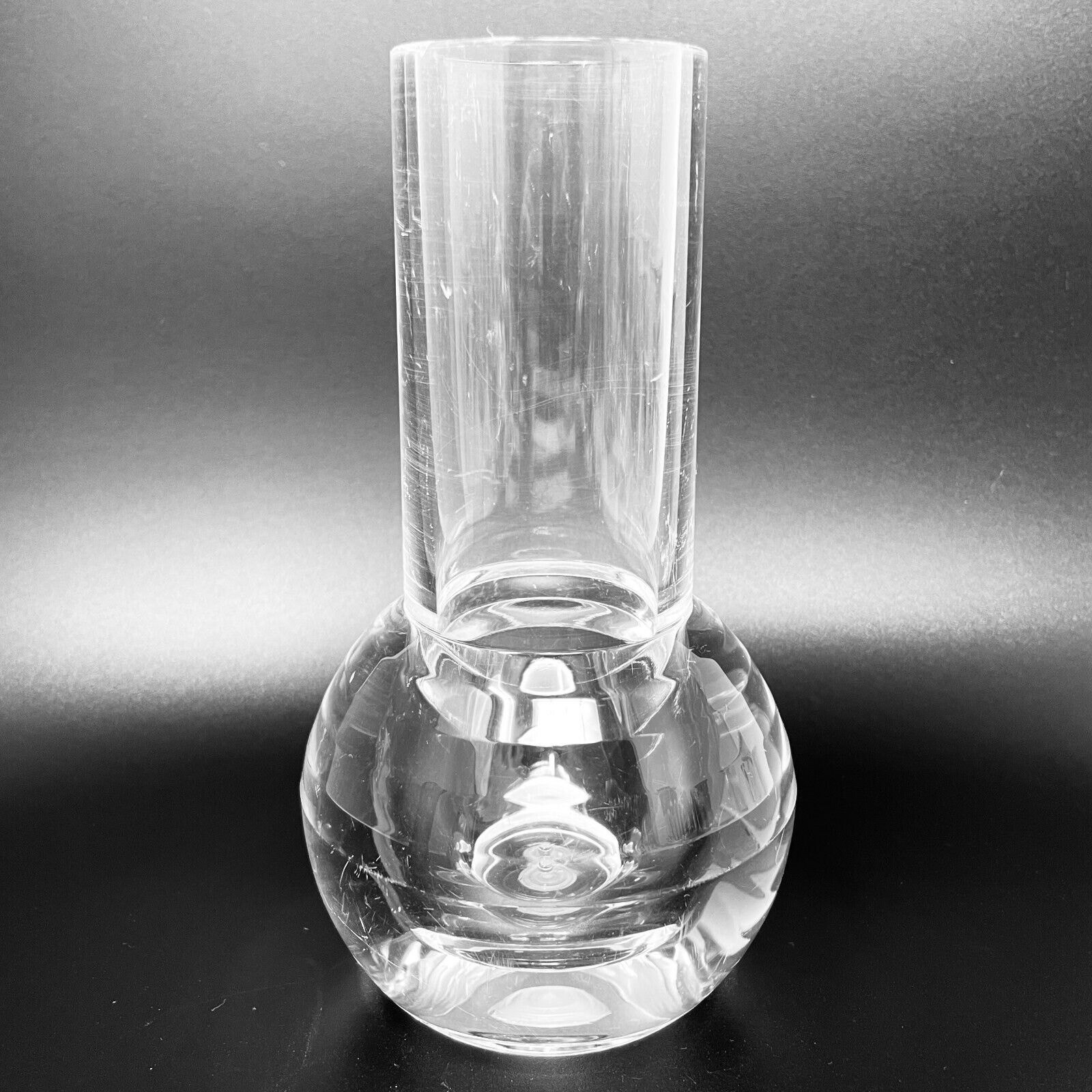 Vintage Lucite Ribbed Globe Vase, Mid Century Modern Acrylic Decor MCM
