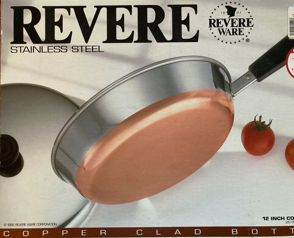 Vintage NOS, Revere Ware 12 Inch Skillet,  New in Box, Made In USA, 3514527