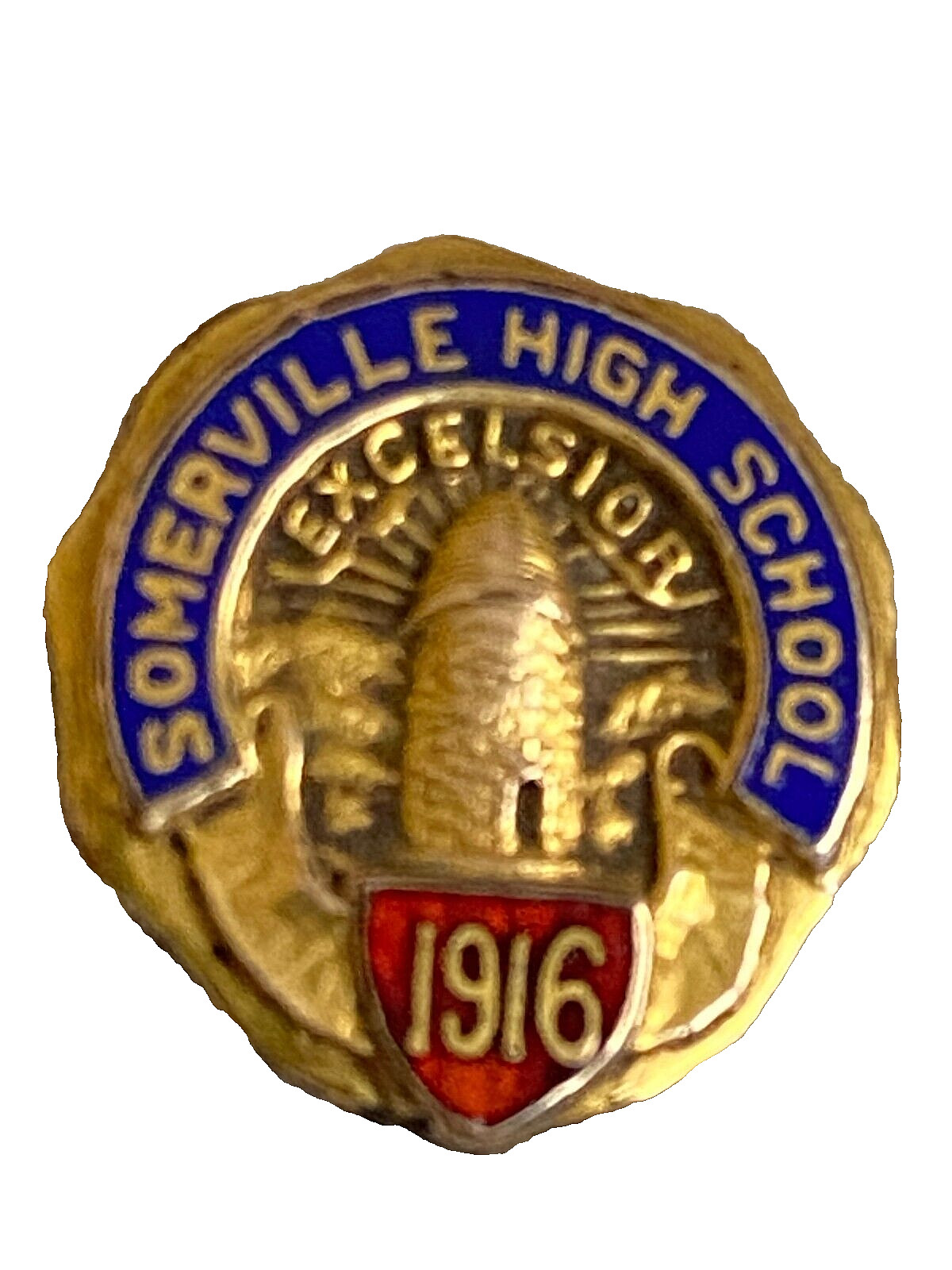 Vtg 1916 Somerville High School Massachusetts Gold Filled Small 1/2