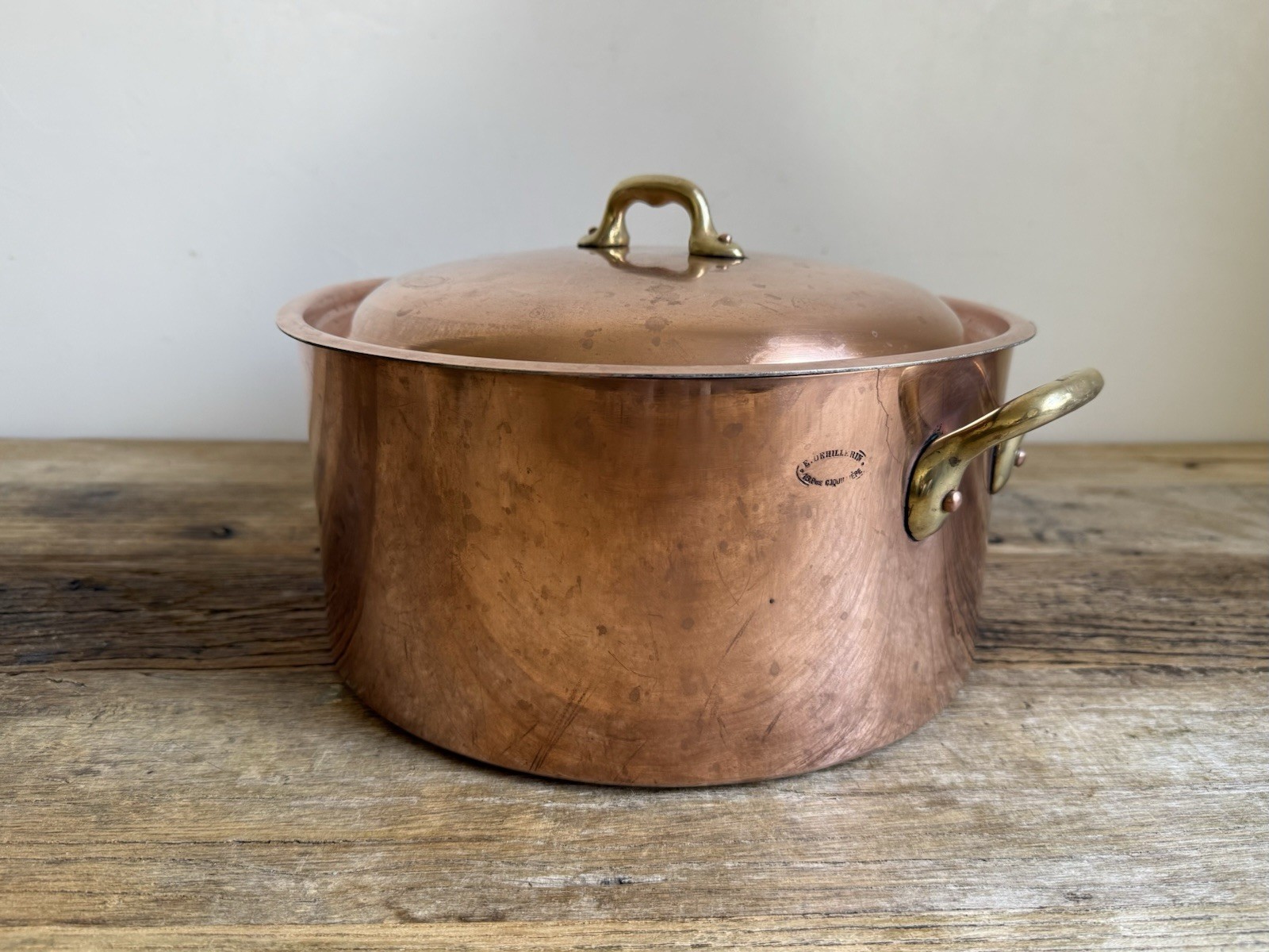 Gorgeous Antique E Dehillerin Copper Stew Pot with Lid  - 26cm