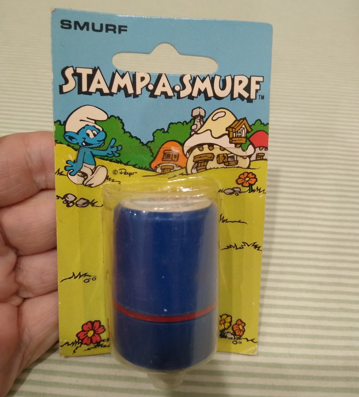 Smurf Rubber Stamp Vintage Smurfs Stamp-A-Smurf 1981 Dark Blue Smurf NIP
