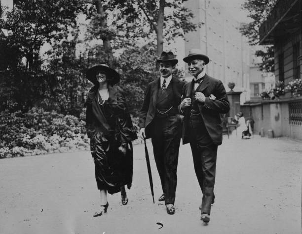 Former King Manoel II of Portugal with his wife at a tennis party Old Photo