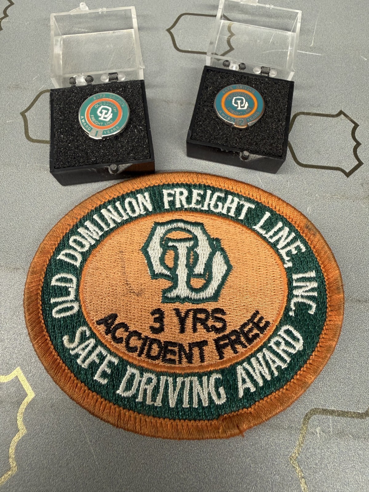 Old Dominion Freight Line Safe Driving Award Pins and patch