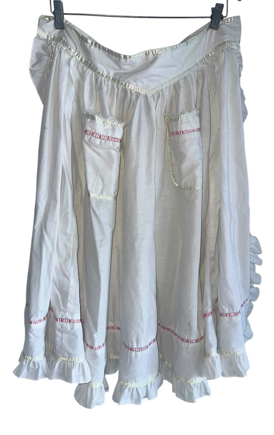 Vintage Jessica’s Gunnies x Gunne Sax White Pink Apron Prairie Cottagecore