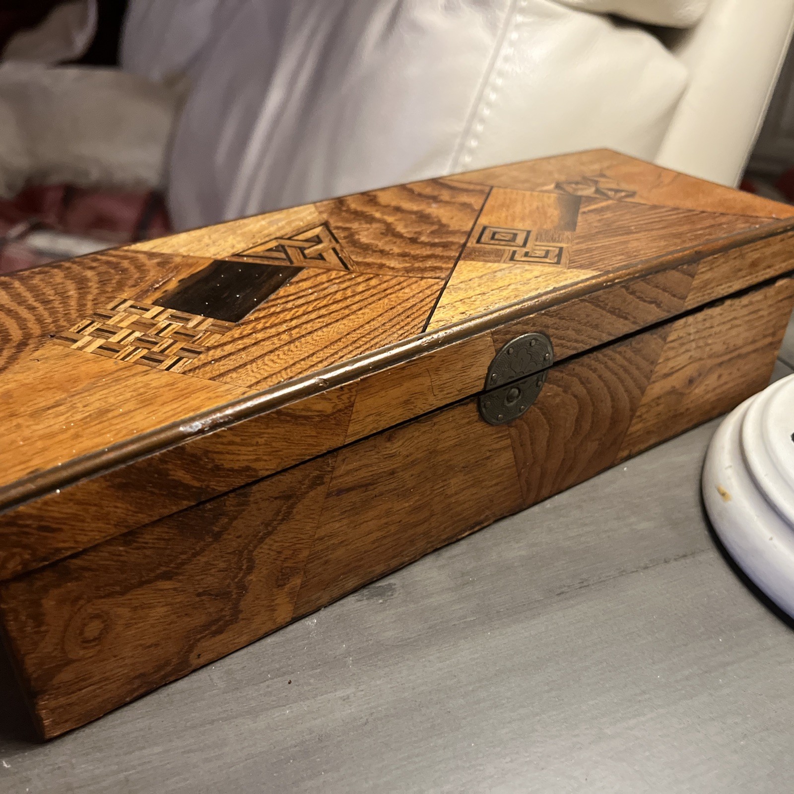 Vintage Japanese Yosegi Zaiku Wooden Marquetry Jewelry Trinket Box 11 Inch