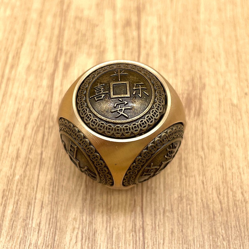 Chinese Lucky Dice Brass Coin Fortune Feng Shui Desk Ornament Collectible Gift