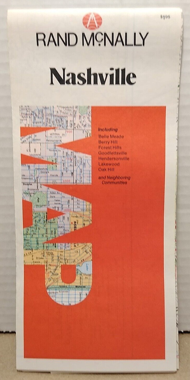 Nashville TN Vintage 1980's Rand McNally City Map