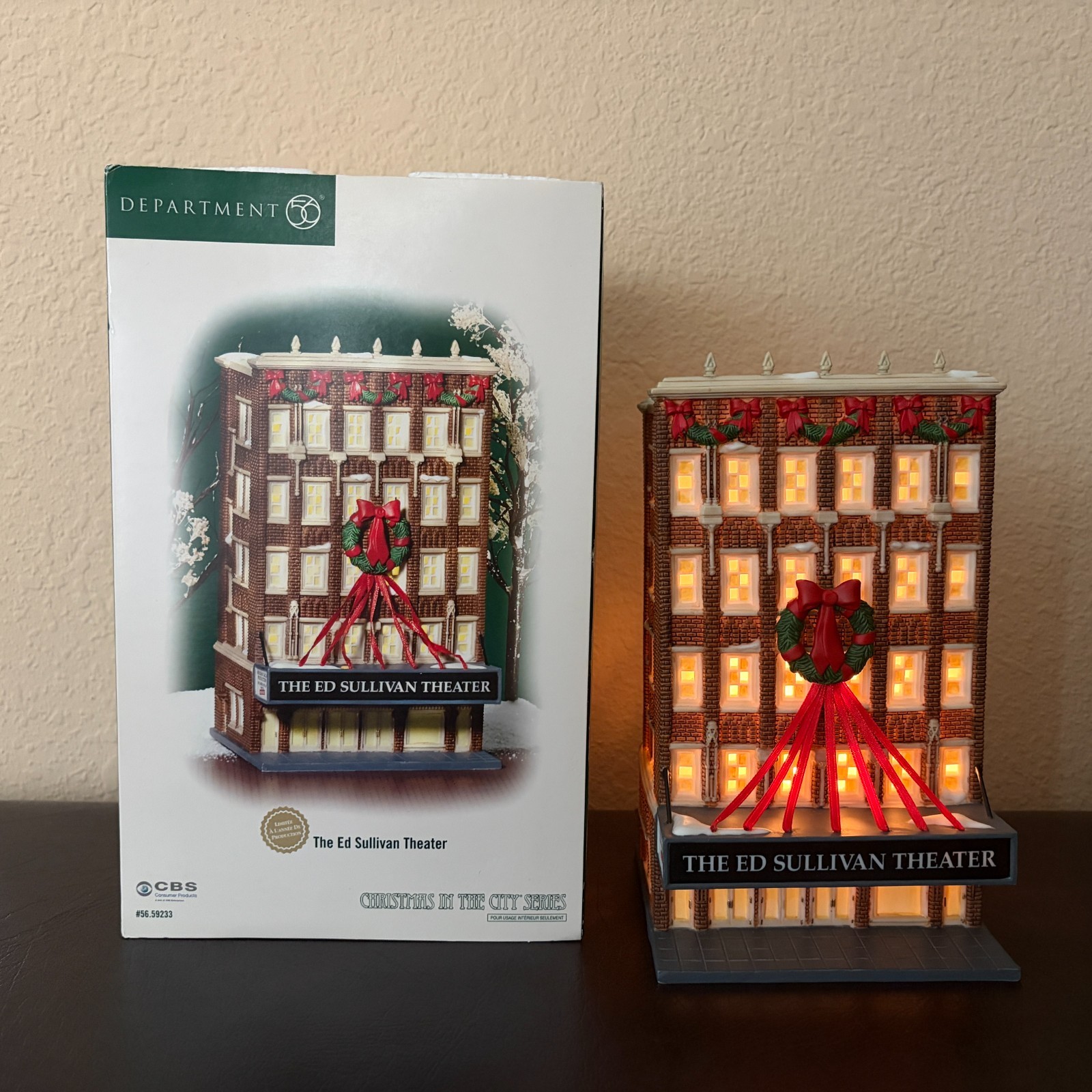 RETIRED Dept 56 Ed Sullivan Ceramic Building w/ Light Cord – Excellent Condition
