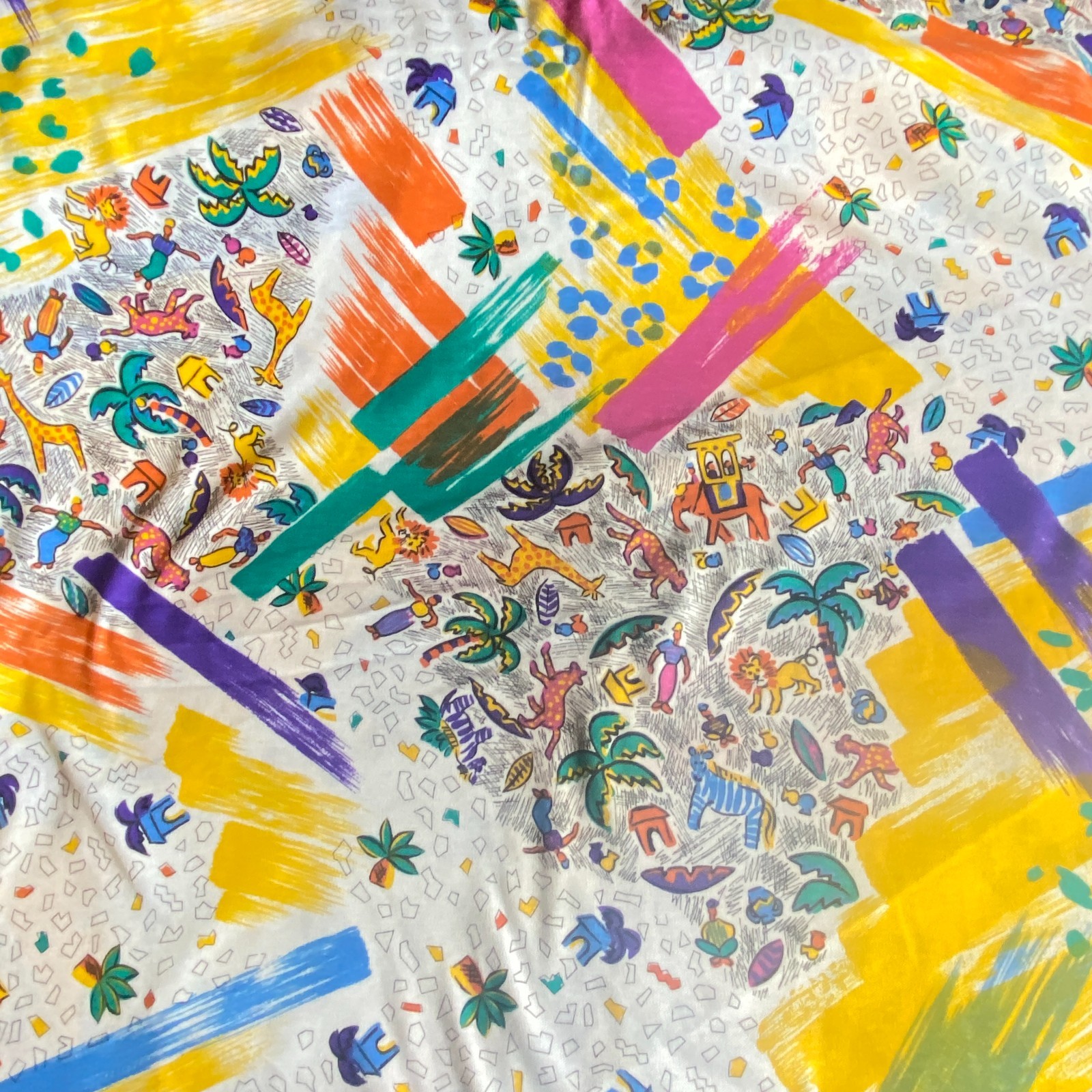 BTY 1980s Abstract Novelty Jersey Knit Fabric Vintage