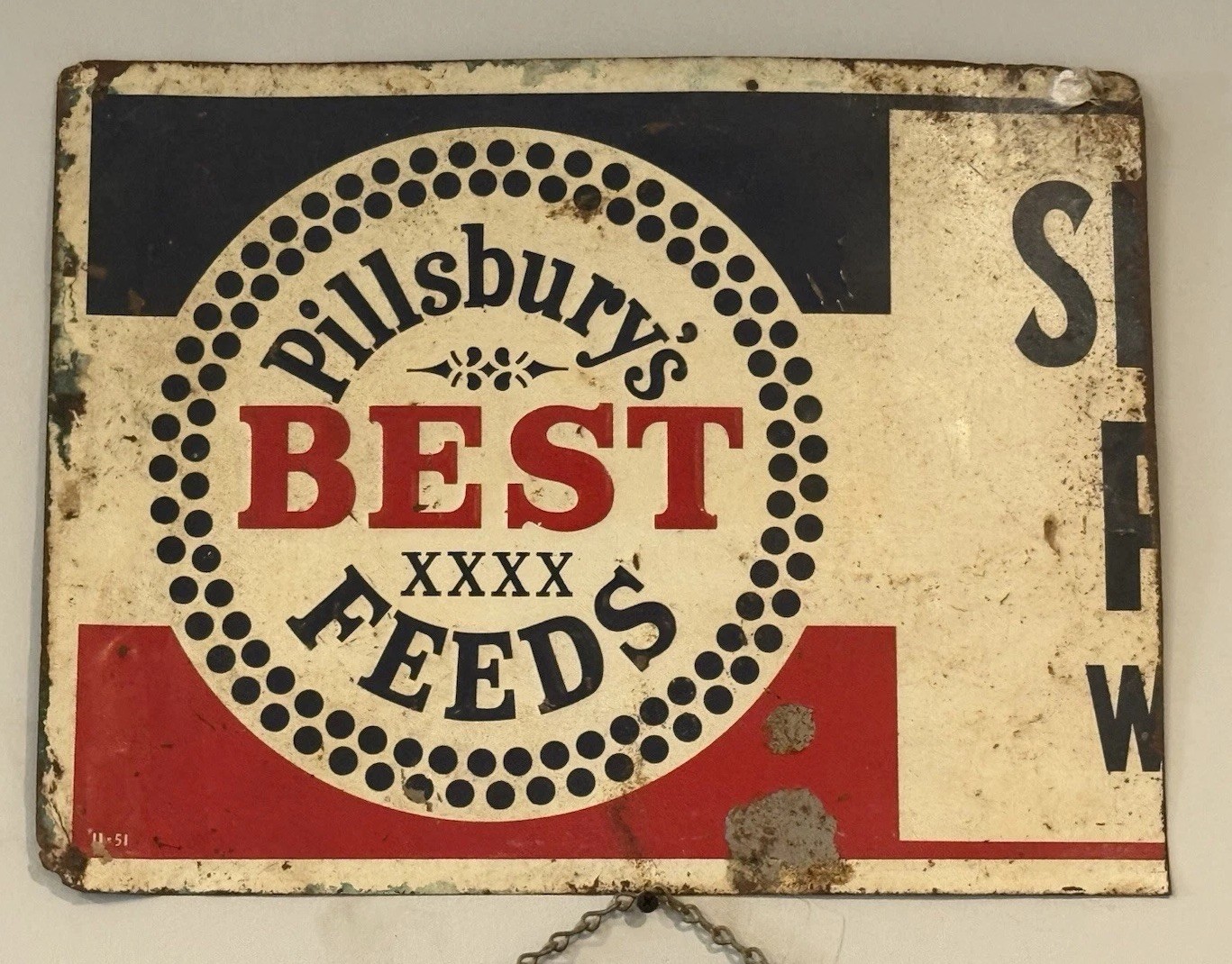 VINTAGE PILLSBURY BEST XXXX FEEDS SIGN METAL FARMING LIVESTOCK FEED CO. (WAL VINTAGE PILLSBURY BEST XXXX FEEDS SIGN METAL FARMING LIVESTOCK FEED CO. (WAL