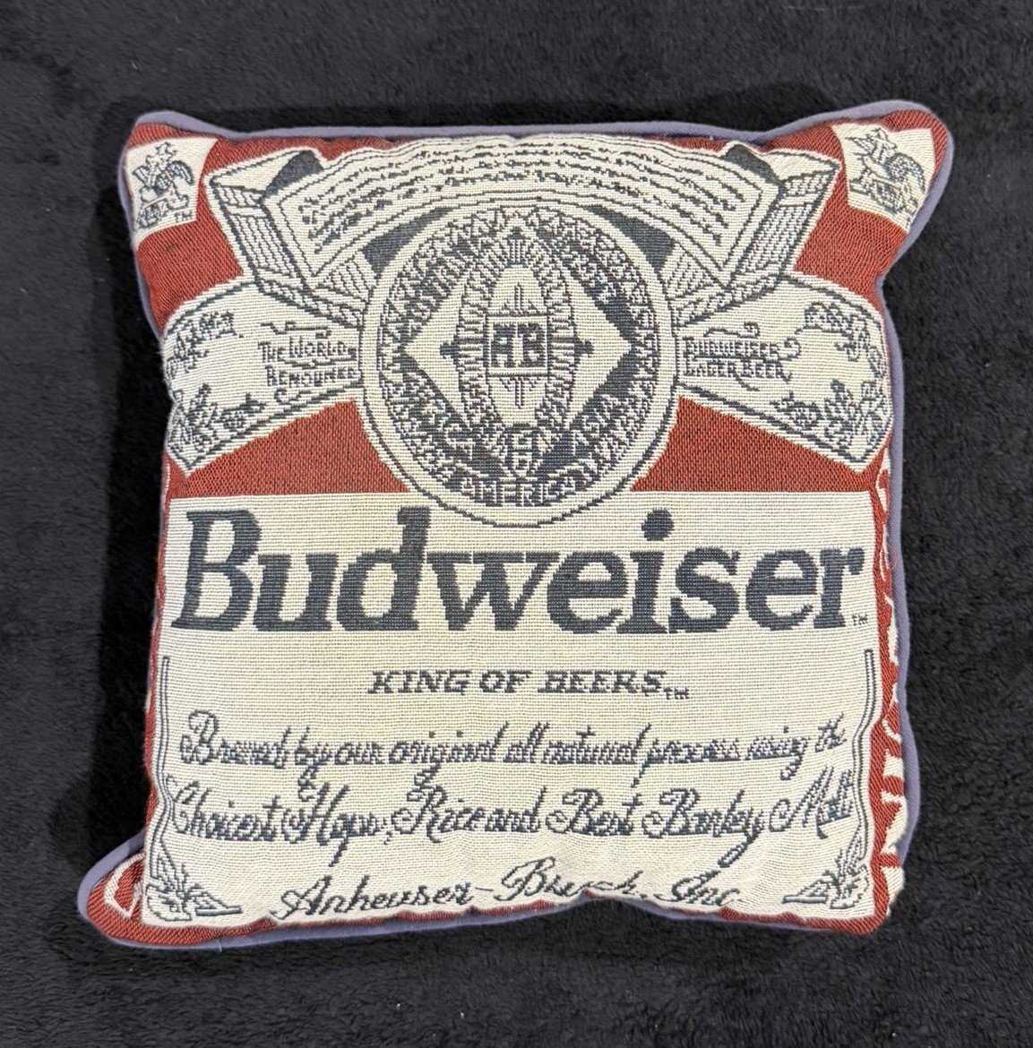 Vintage Budweiser King Of Beers Decorative Pillow Thick Material Size 13x13