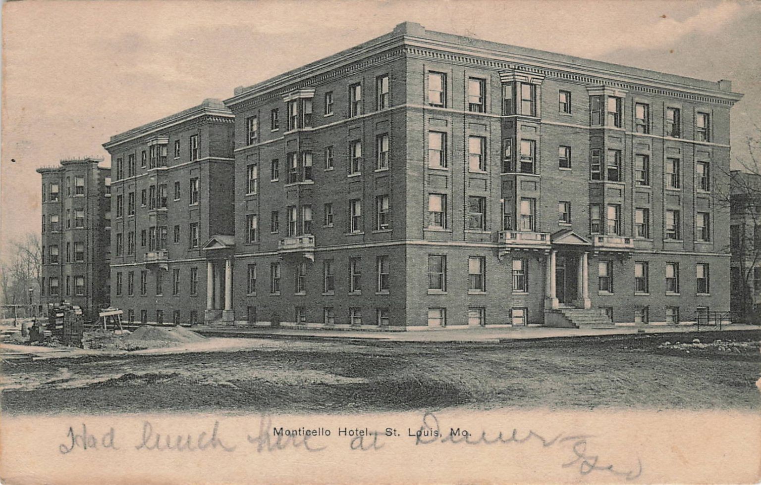 Monticello Hotel St. Louis MO 1908 RPPC Postcard Excelsior St. Louis News Co.