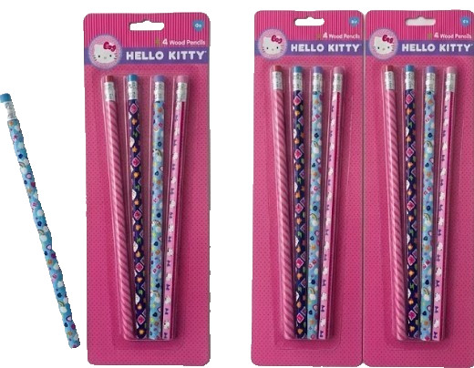 Qty 3 Hello Kitty HB Pencil Set 12 Wood Pencils Sanrio School Party Favors Gift