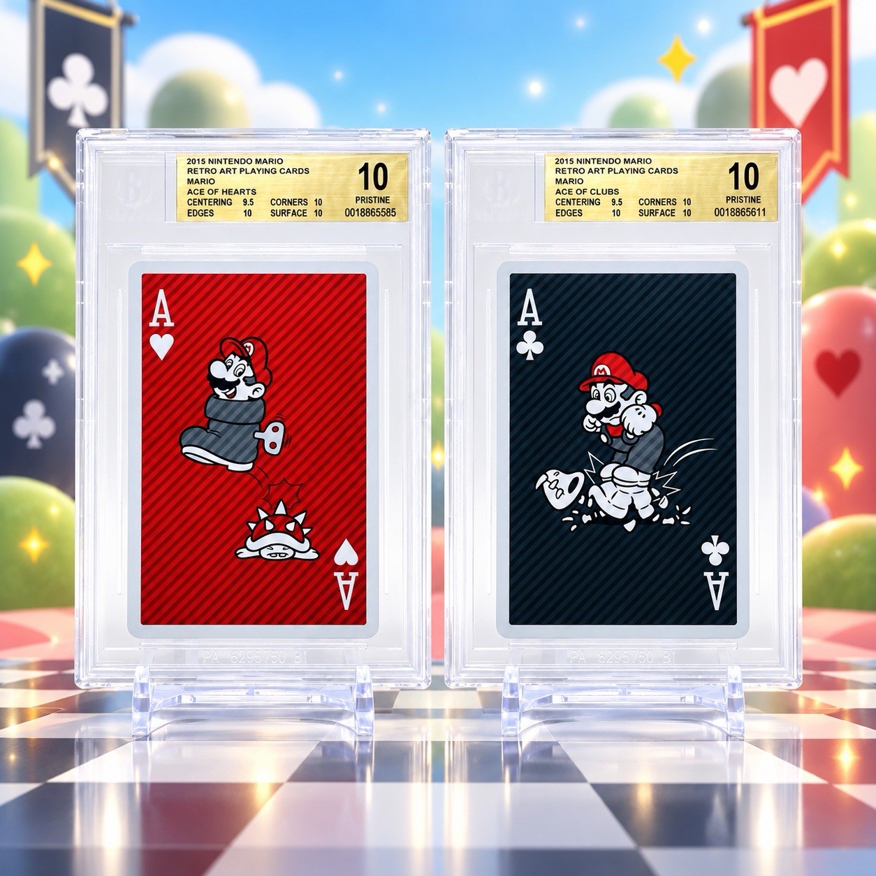 ✨2015 Nintendo Mario Retro Art Playing Cards Ace Hearts & Clubs-BGS PRISTINE 10✨ ✨2015 Nintendo Mario Retro Art Playing Cards Ace Hearts & Clubs-BGS PRISTINE 10✨
