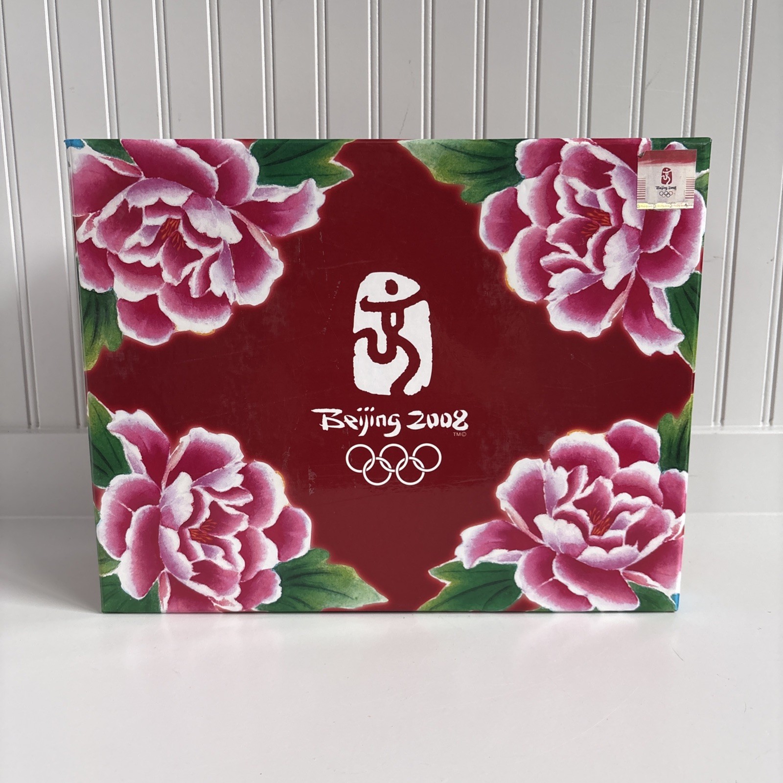 NIB 2008 Beijing Olympic Tea Set Hunan Hualian Porcelain Peony Serial Hologram