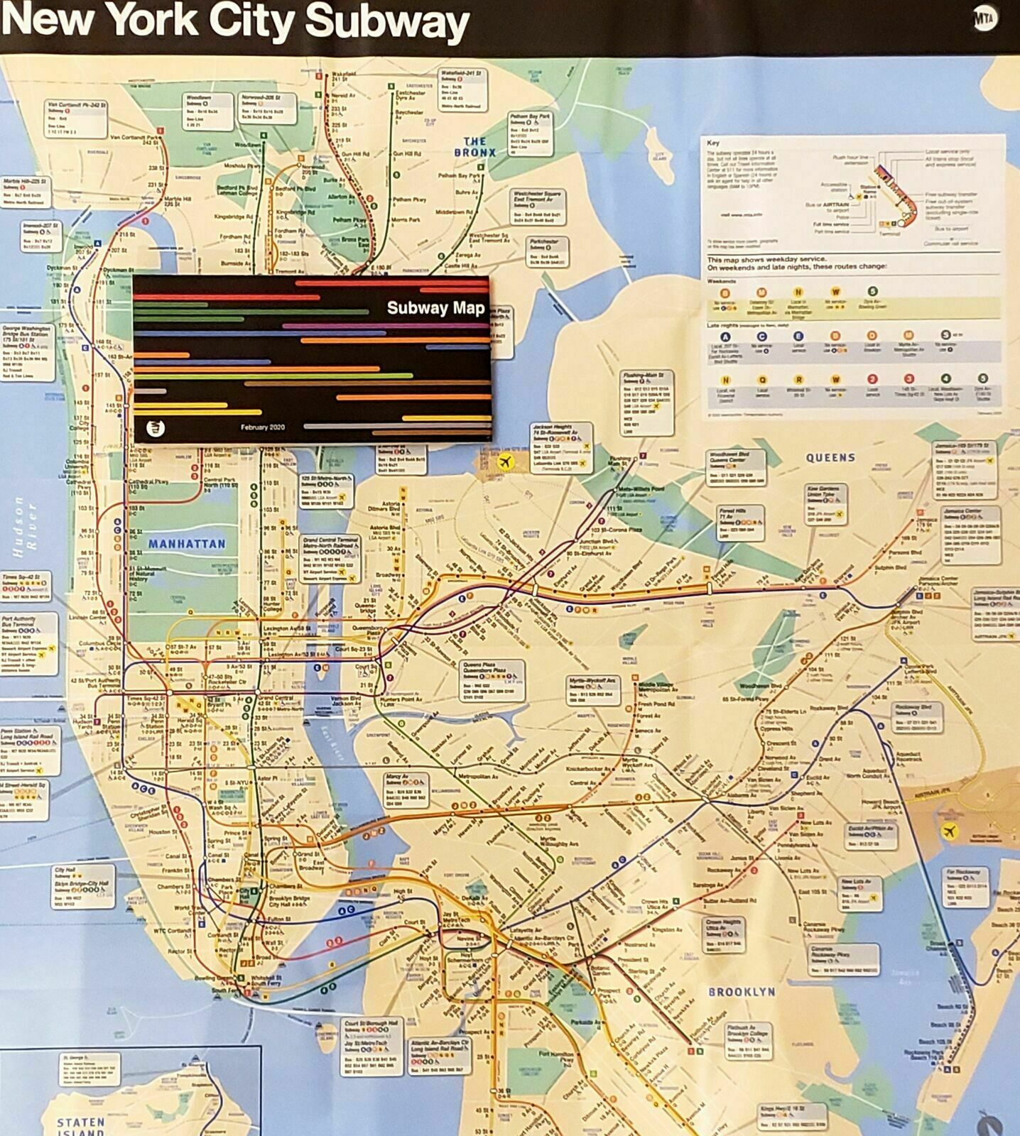 2024 Last Final Version New York City MTA NYC Subway & LIRR Train Map 23 x 32\