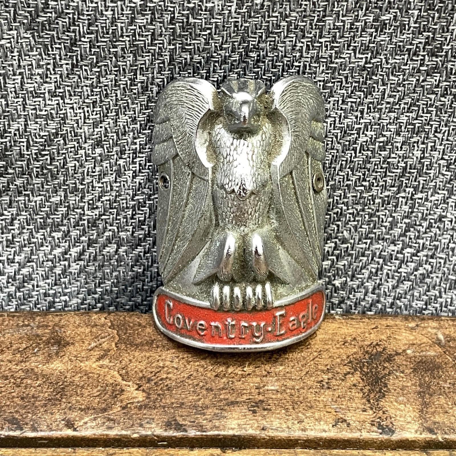Vintage Coventry Eagle Head Badge Bicycle Headbadge Eagle Red Crest Metal