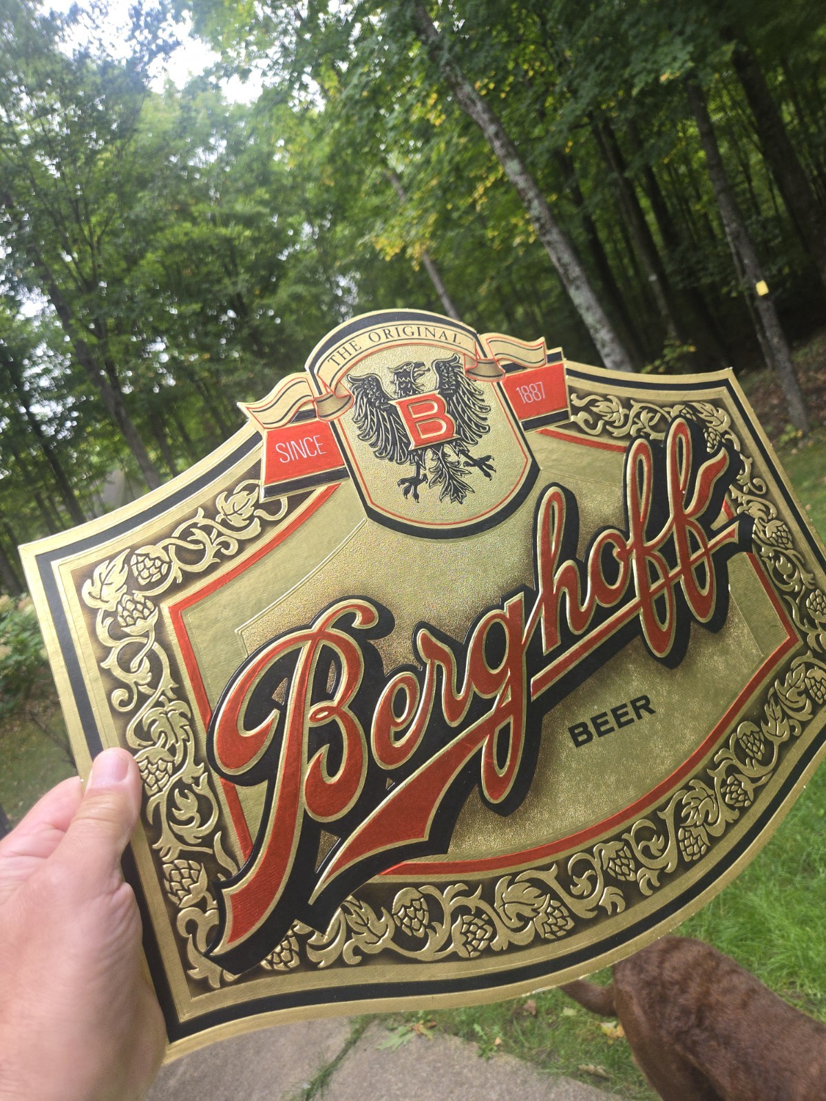 Vintage Original NOS Berghoff Beer Foil Over Cardboard Asdv. Sign Monroe WI Vintage Original NOS Berghoff Beer Foil Over Cardboard Asdv. Sign Monroe WI