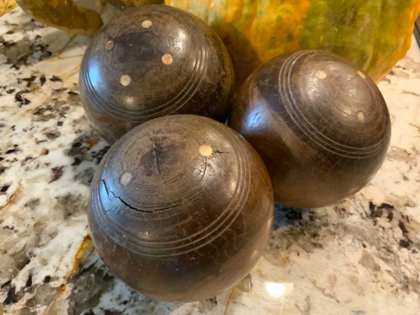 1920s English  Lawn Bowling Boule Balls Set of 3 