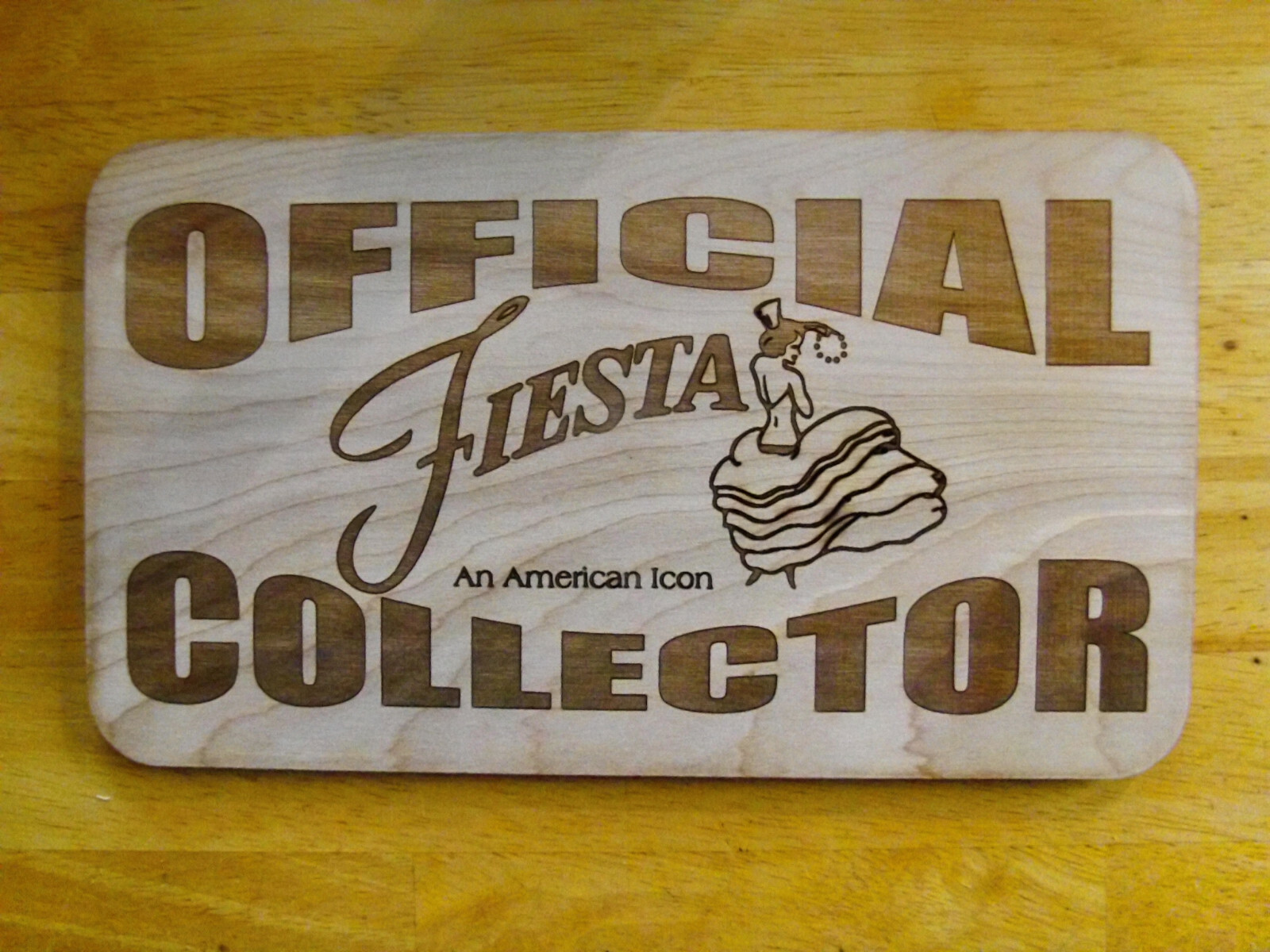 Official Fiesta Collector Fan Club Art Wood Sign -  Rare retired