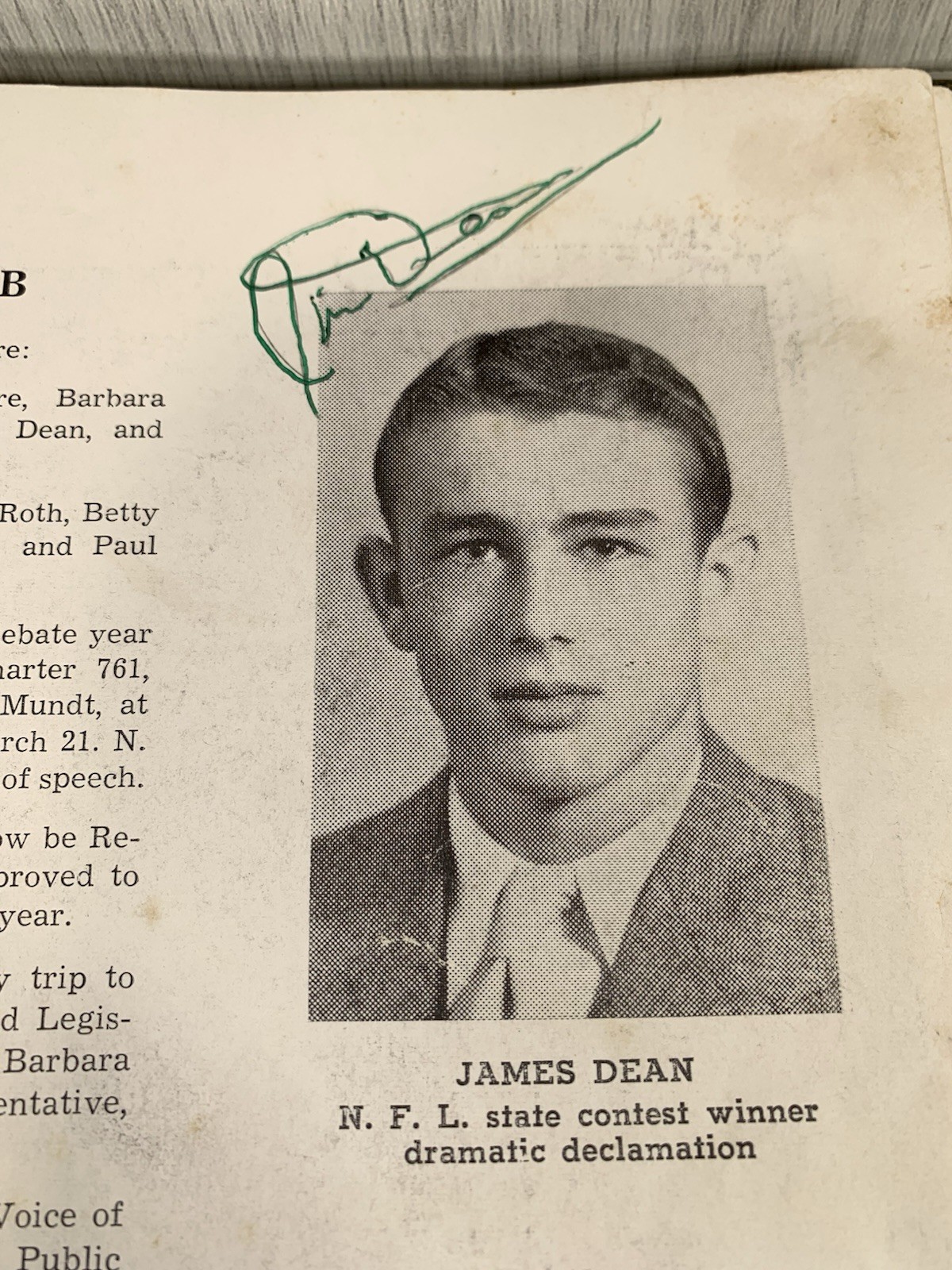 James Dean 1949 Senior Yearbook Fairmount High School Dean’s Autographs x 2