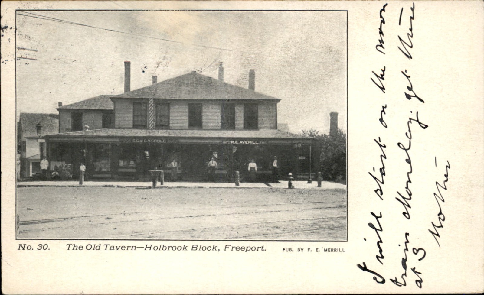 Freeport ME Old Tavern Holbrook Block F. E. Merrill c1900s-10s Vintage Postcard