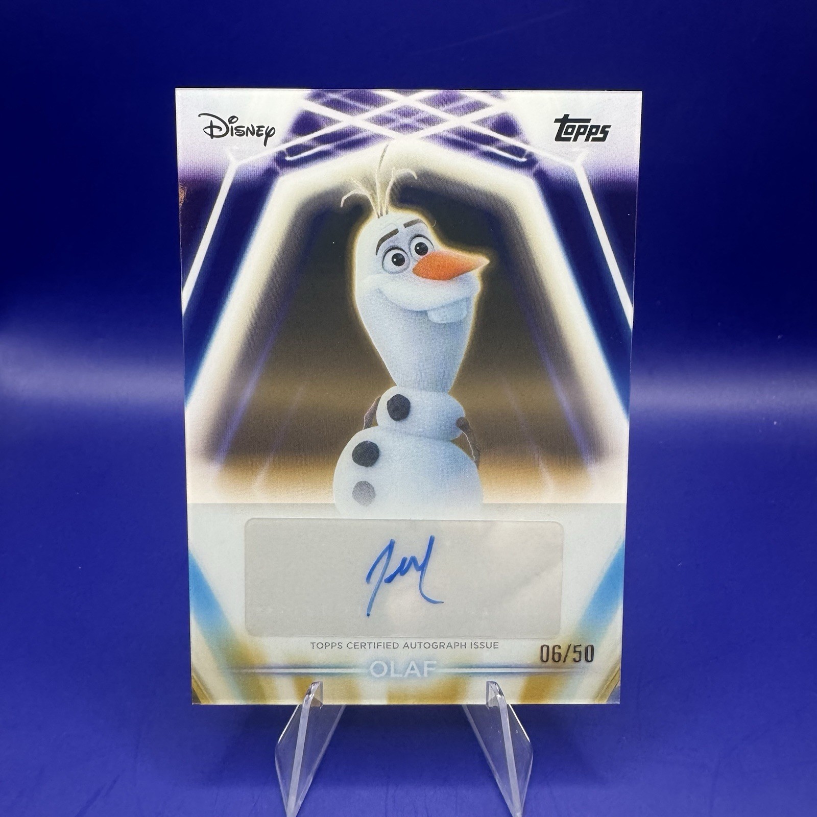 2026 Topps Disney Neon Josh Gad as Olaf Auto PETG Gold #/50 Frozen