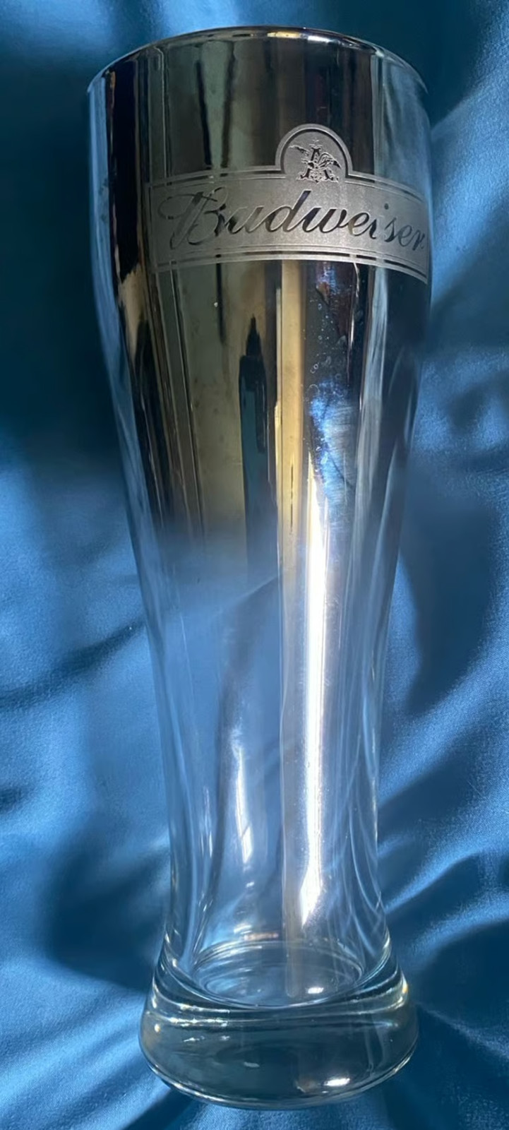 Budweiser chrome fade pilsner beer glass collectible 9 inch tall & 1 pound