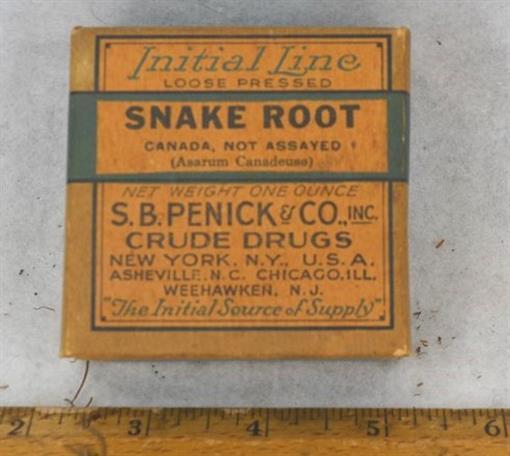 antique quack medicine Snake Root advertising box apothecary pharmacy  19th c