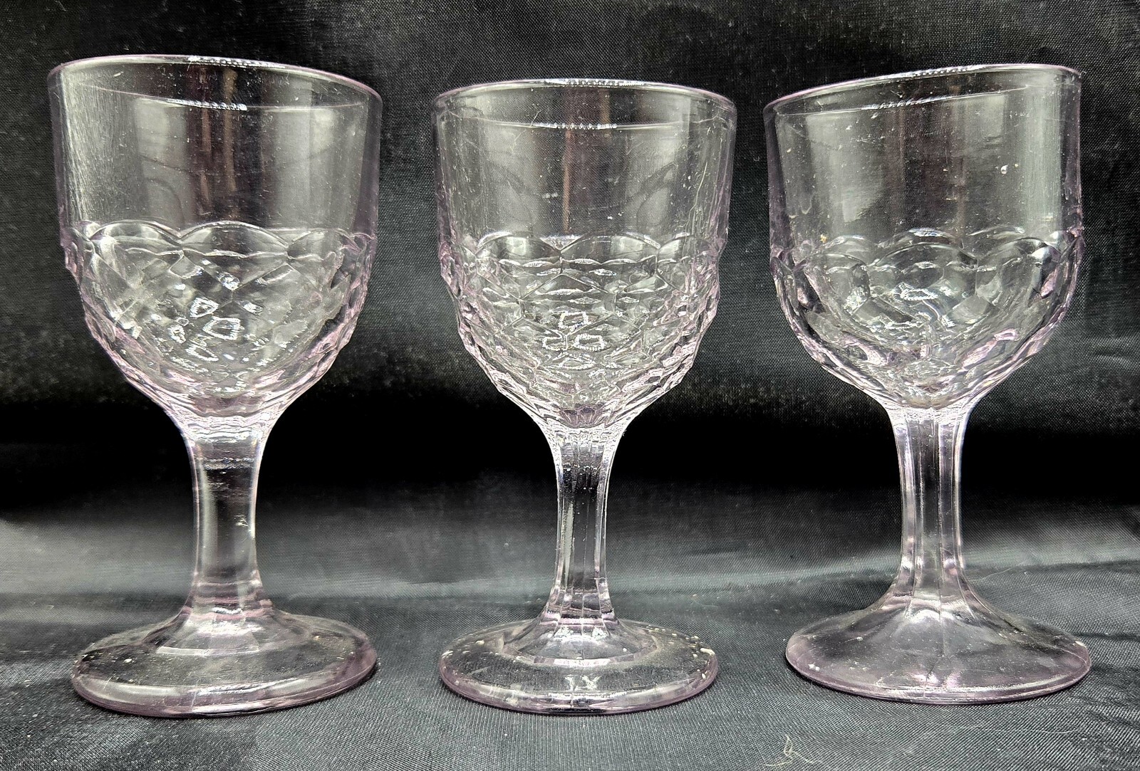 Lot of 3 EAPG Honeycomb Pattern Wine Glass 4\