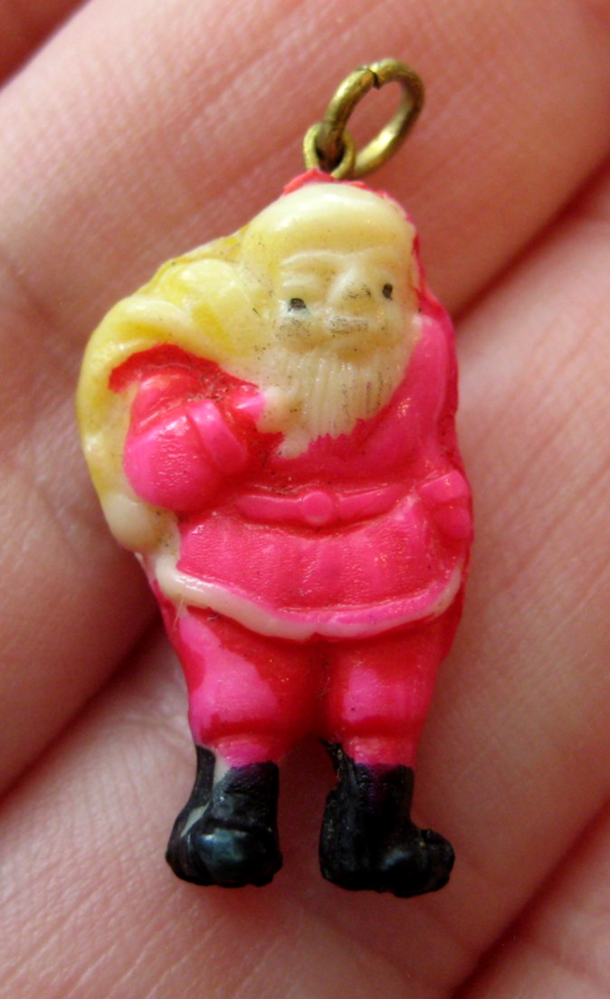 VTG Celluloid CHRISTMAS SANTA CLAUS Cracker Jack Toy Charm Prize