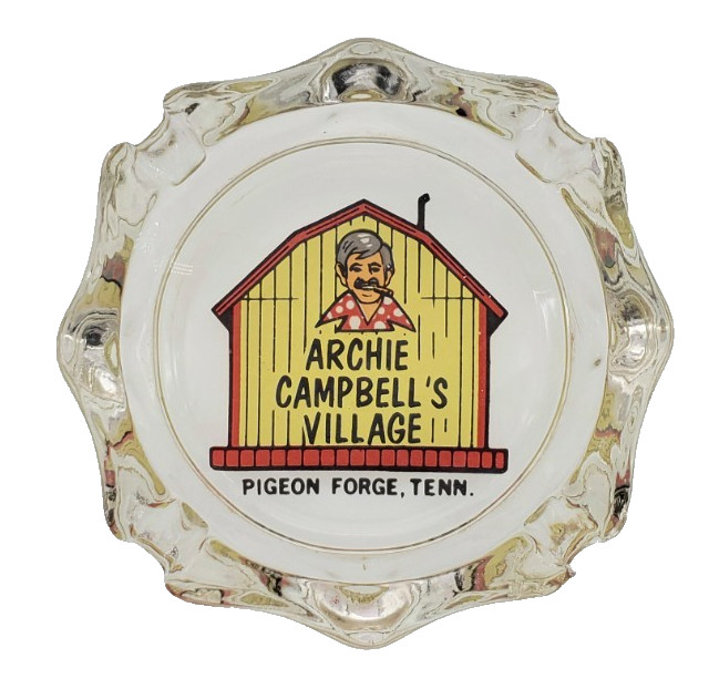 Vintage Glass Ashtray / Archie Campbell's Village /Pigeon Forge Tennessee TN