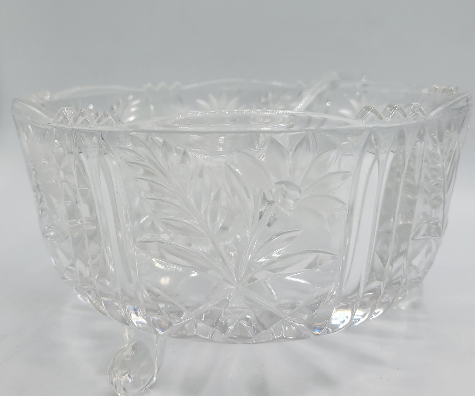 VTG  “MARGARET” 8” HANDCUT 25% LEAD CRYSTAL STYLE FOOTED w/ matching ladle wheat